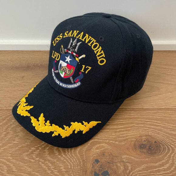 The Corps Hat USS San Antonio LPD 17 Navy Blue Gold Embroidered Cap - Picture 2 of 14